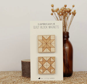 Quilt Block Wooden Magnets (set of 2)