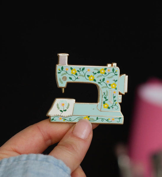 Interactive Sewing Machine Enamel Pin