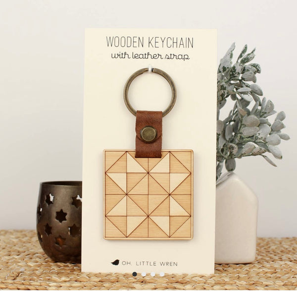 Quilt Block #3 Wooden Keychain