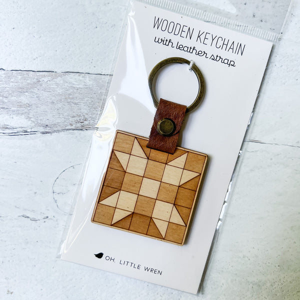 Quilt Block #2 Wooden Keychain